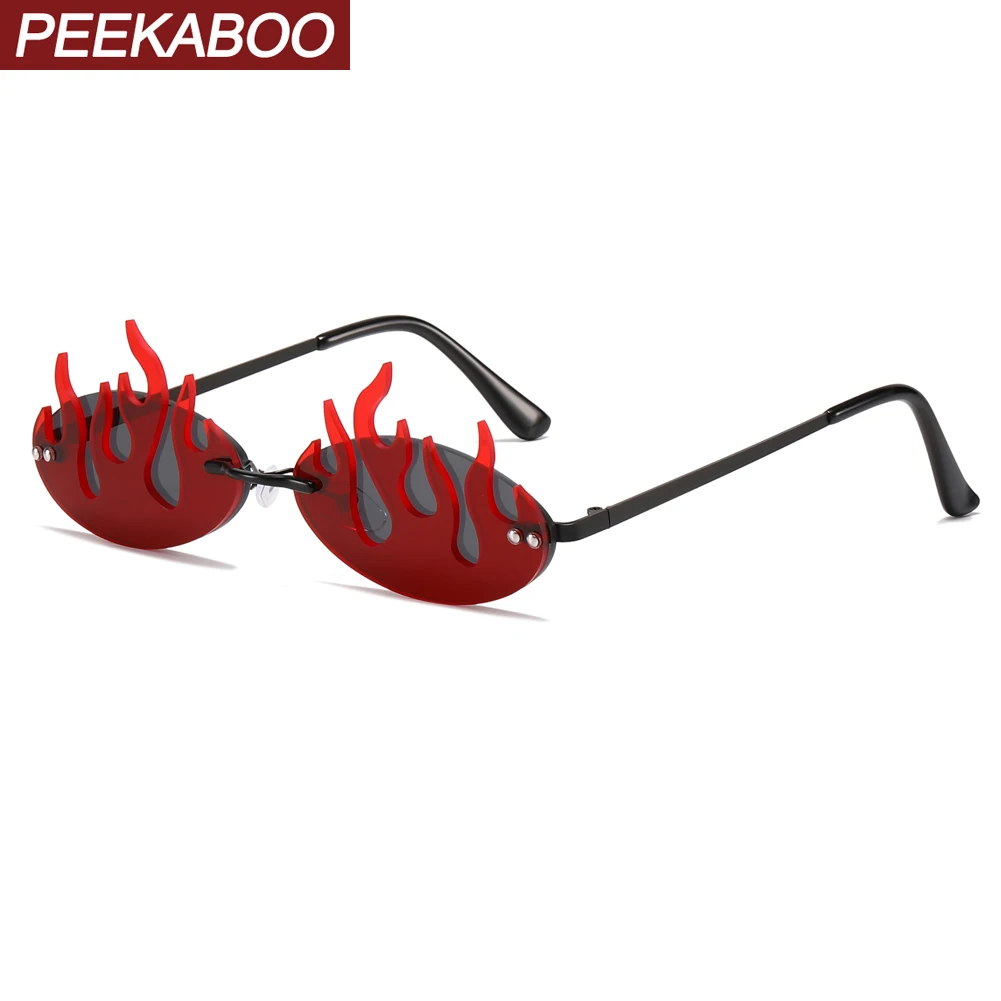 

Женские солнцезащитные очки без оправы Peekaboo с защитой uv400, полуметаллические Овальные Солнцезащитные очки для мужчин, 2022, забавные очки с ук...