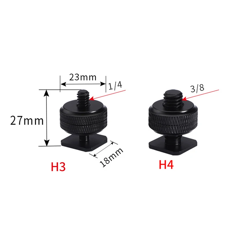 

Professional 1/4" 3/8" Dual Nuts Tripod Mount Screw Black to Flash Hot Shoe Adapter Stand for Camera Studio Accessory