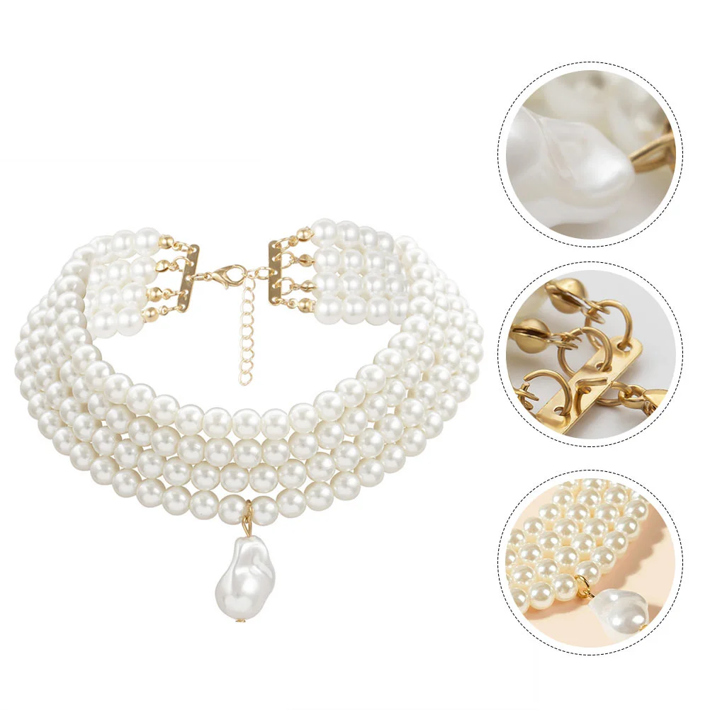 

Mens Bead Necklace Bow Choker Jewelry Pearl Fashion Wedding Small Medallion Women Clear Crystal Round