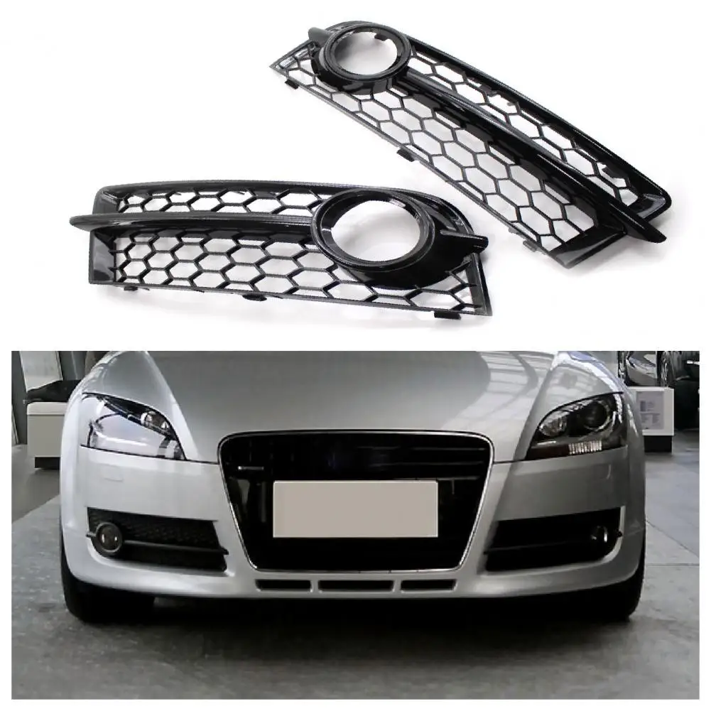 

2Pcs Gloss Black Fog Lamp Cover Professional Honeycomb Fog Light Grille Replacement 8J0807682 8J0807681 for Audi TT 07-10