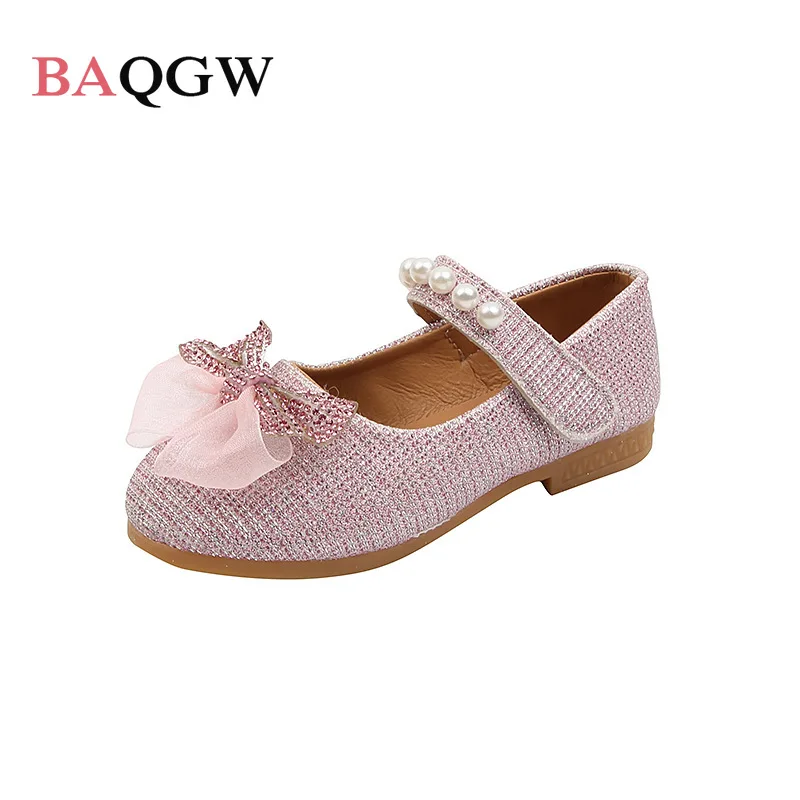 

Spring Girls Leather Shoes Princess Cute Bow Rhinestone Baby Girl Shoes Soft Bottom Kids Soft Princess Toddler Shoes Size 21-36