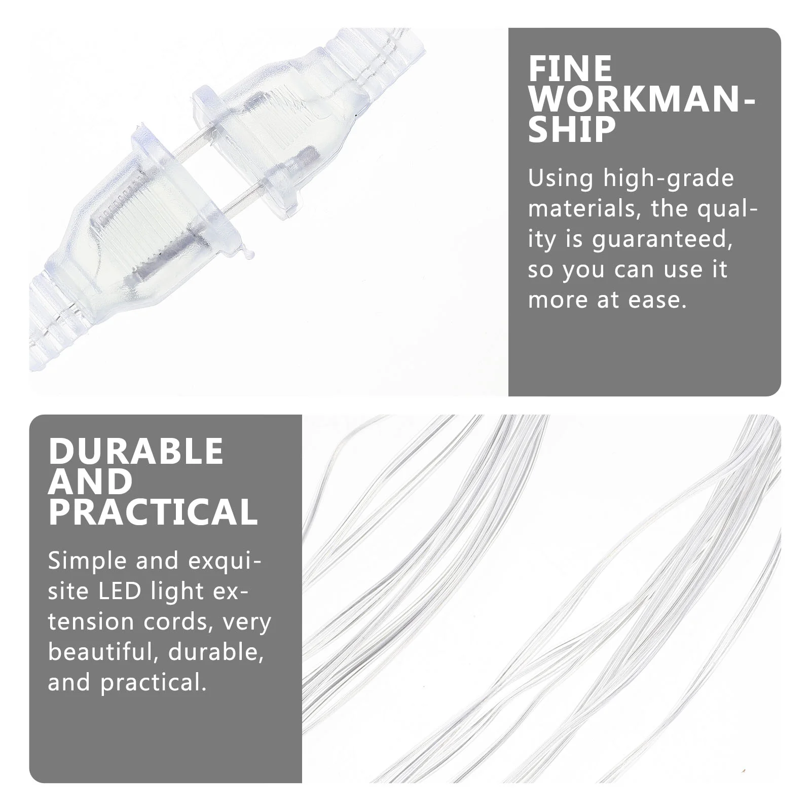 2 Pcs Extension Cord Cable of Strip Lights Cords For Christmas Extender Pvc Ceiling Hanging Decor