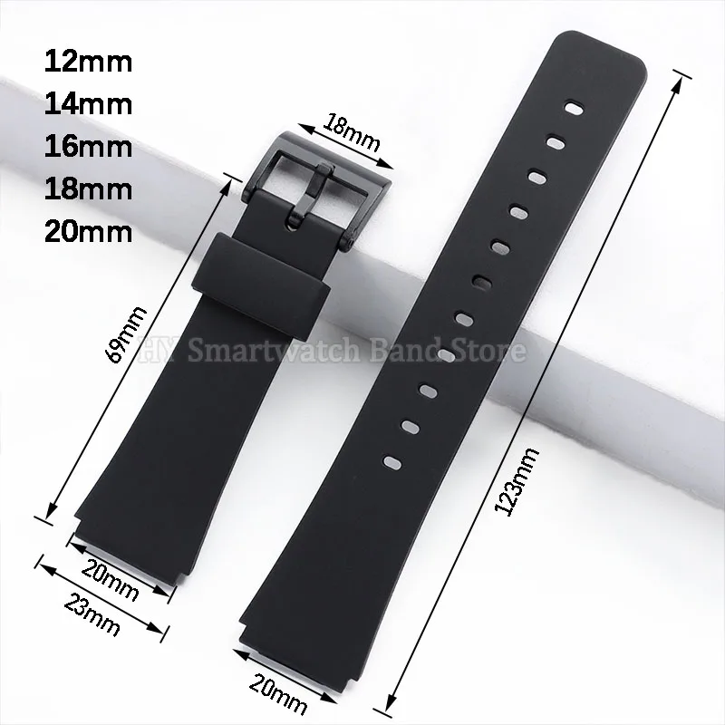 Фото Ремешок для часов из полимерной смолы 12 мм, 14 мм, 16 мм, 18 мм, 20 мм для Casio F91W, F84, F105/108, силиконовый водонепроницаемый браслет, аксессуары для часов №1
