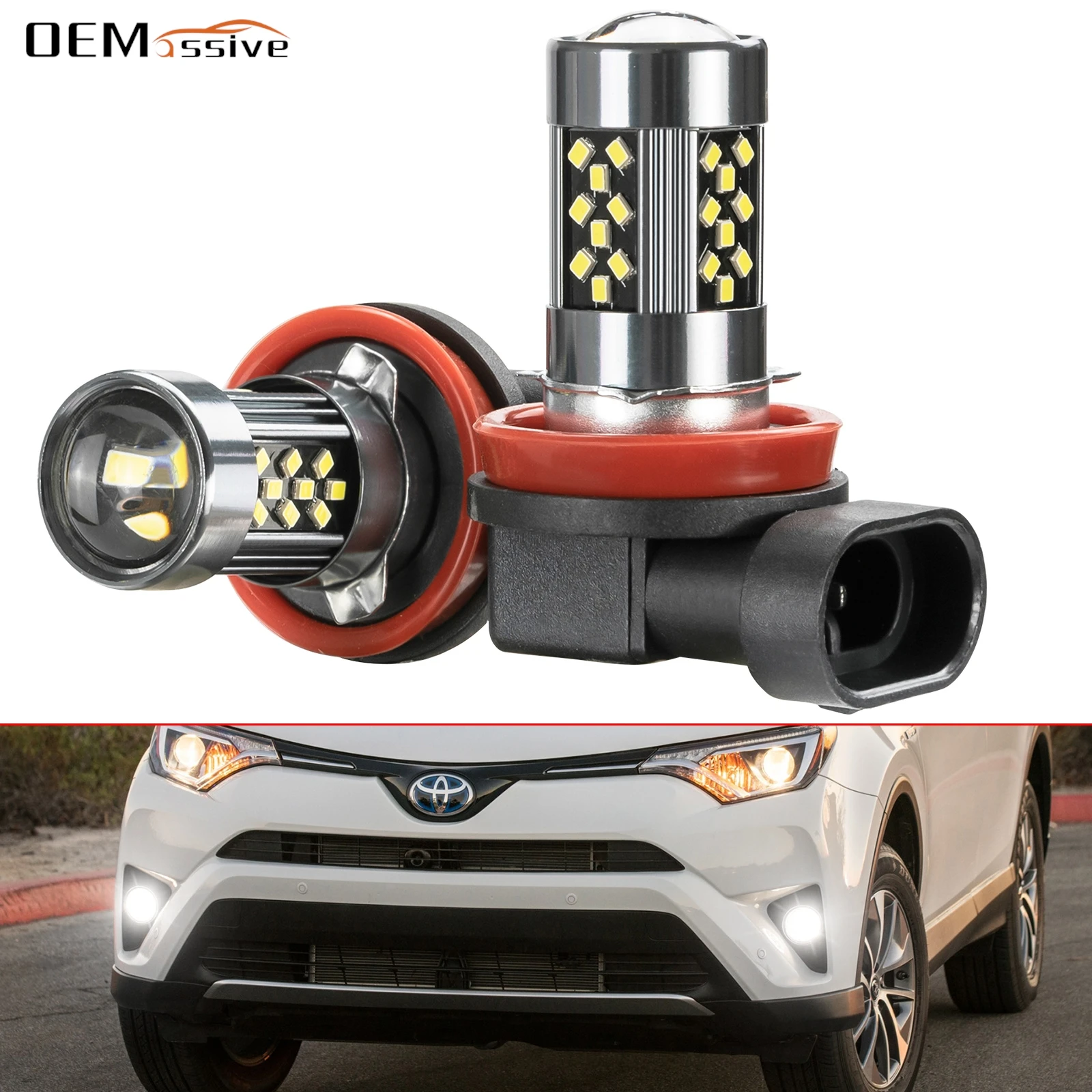 

Для Toyota RAV4 RAV 4 2006-2015 2016 2017 2018 2019 2020 2021 CHR C-HR 2016-2022 Белые светодиодные противотуманные фары, передние противотуманные фары Canbus