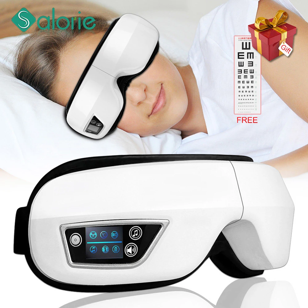 Eye Massager 6D Smart Airbag Vibration Eye Care Instrument Hot Compress Bluetooth Eye Massage Glasses Fatigue Pouch & Wrinkle