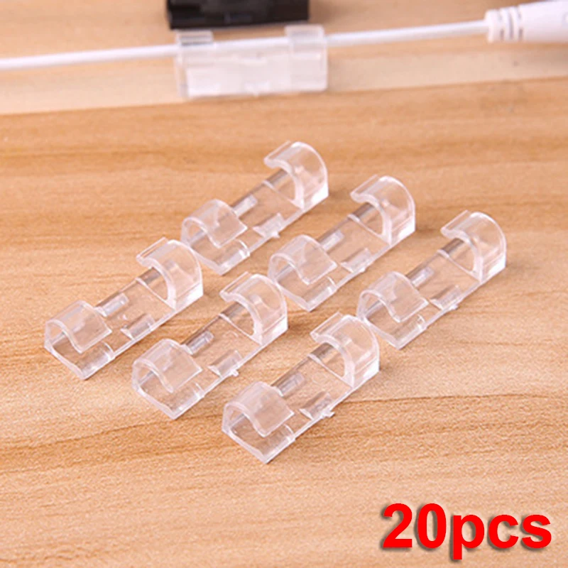 Self Stick Wire Cable Clips Clamp Table Wall Tidy Organizer Holder ABS Plastic 