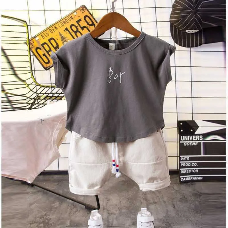 

Simple Clothes for Kids Cotton Short Sleeve Boy Set Child Clothing t Shirt Pants 2pcs O-neck Infant Baby Clothing for Boys