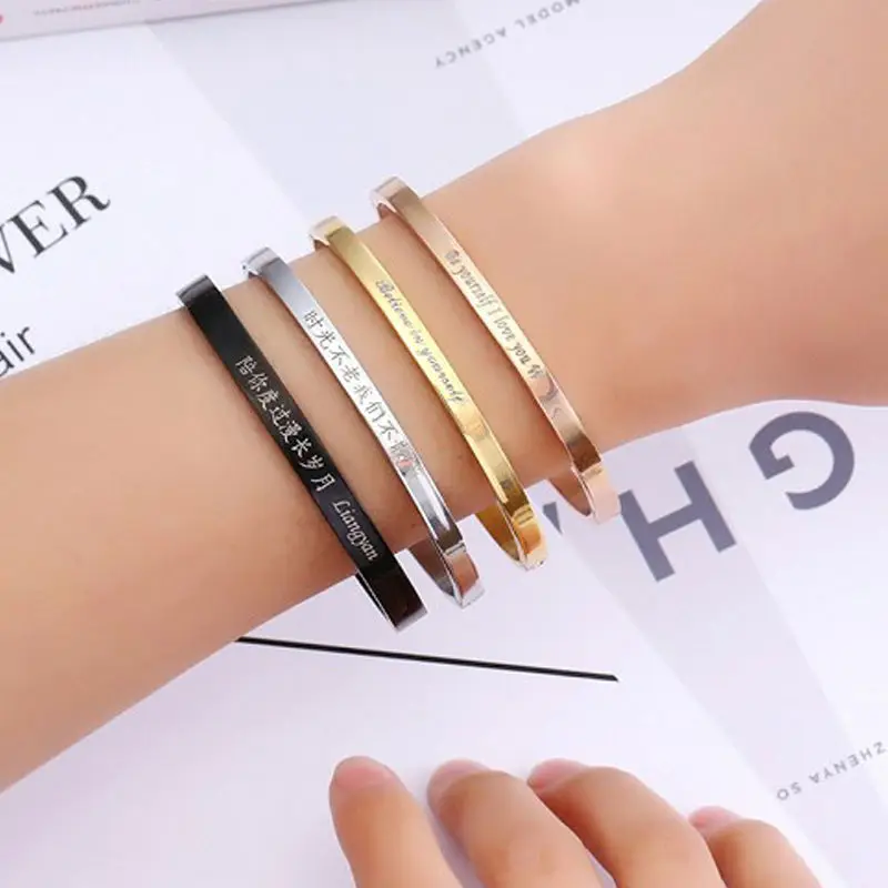 

Custom Engraved Bracelet Female Non Fading Student Couple Best Friend Titanium Steel Bracelet Versatile Bracelet Male Gift
