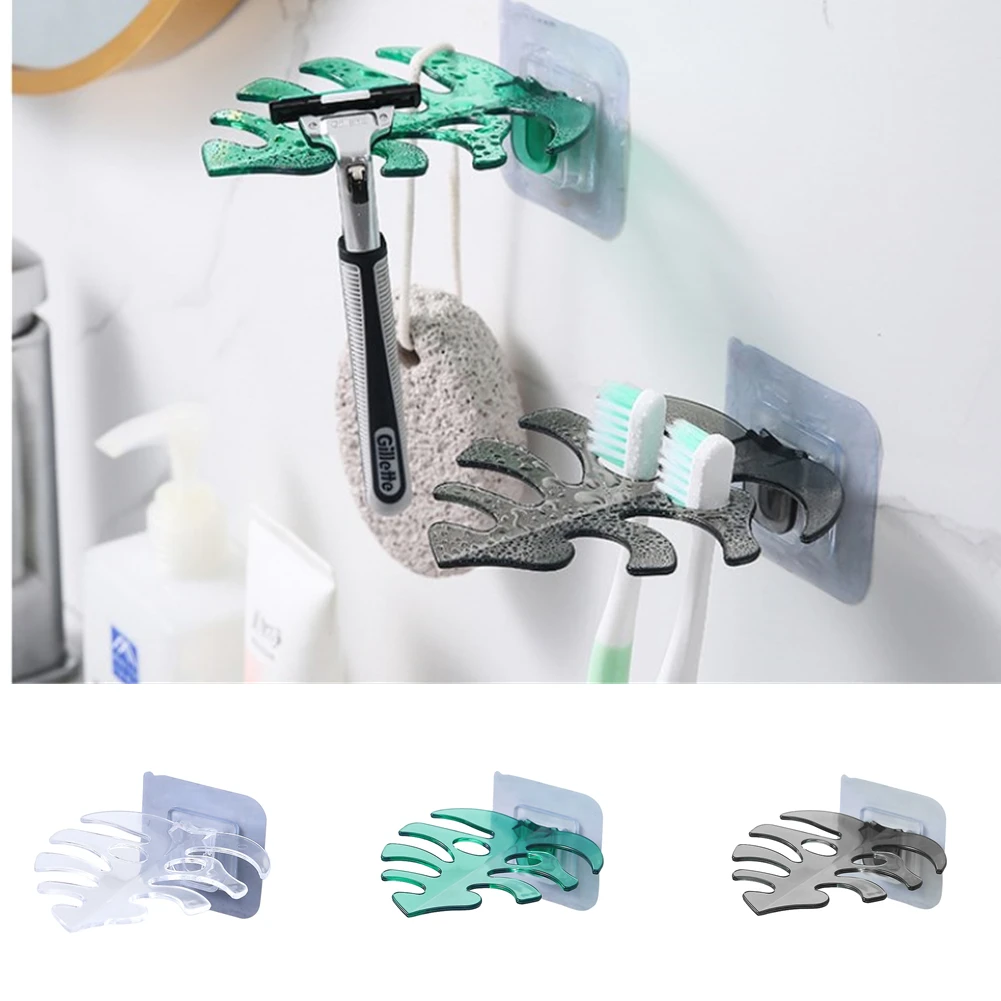 

New Leaf Hook Multi-purpose Wall Organizer Rack Bathroom Razor Toothbrush Holder Hair Rope Storage Hook Kitchen Gadget Tool Hook