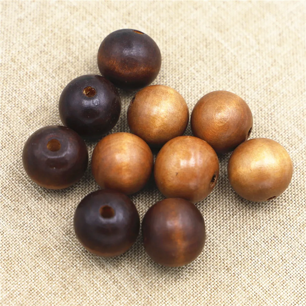 Новый дизайн деревянных натуральных круглых бусин с большим отверстием, 25 мм, для создания украшений: браслетов, ожерелий. 50 штук.