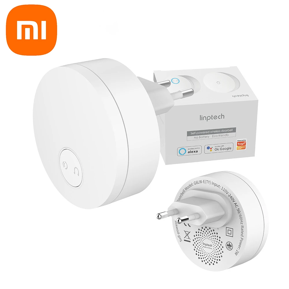 

Xiaomi Linptech WIFI Self-power-generating Wireless Doorbell Work for Mijia APP Smart Control Memory Function AC 110-240V Mijia