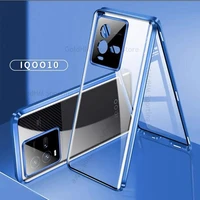 for vivo iqoo 10 pro 5g magnetic adsorption tempered glass case for iqoo 10 9 8 pro 360 double sided film protector