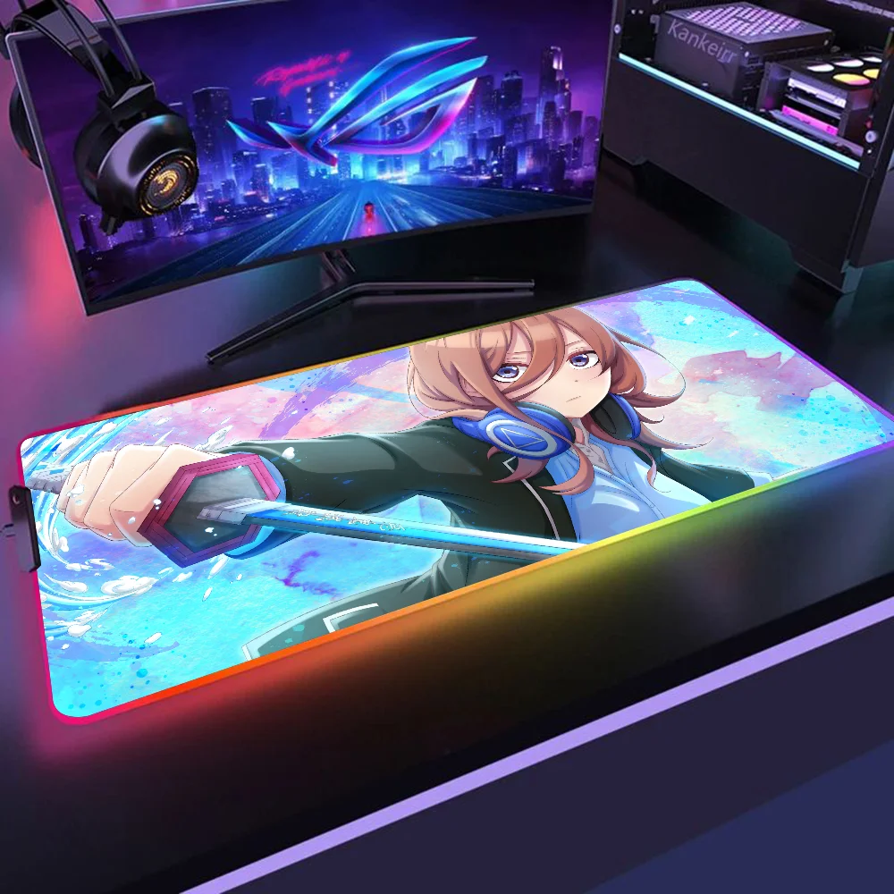 Фото Коврик для мыши Nakano Miku с аниме девушкой, размер XXL, RGB, игровые коврики для мыши, HD, черный цвет, аксессуары для геймеров большой №4