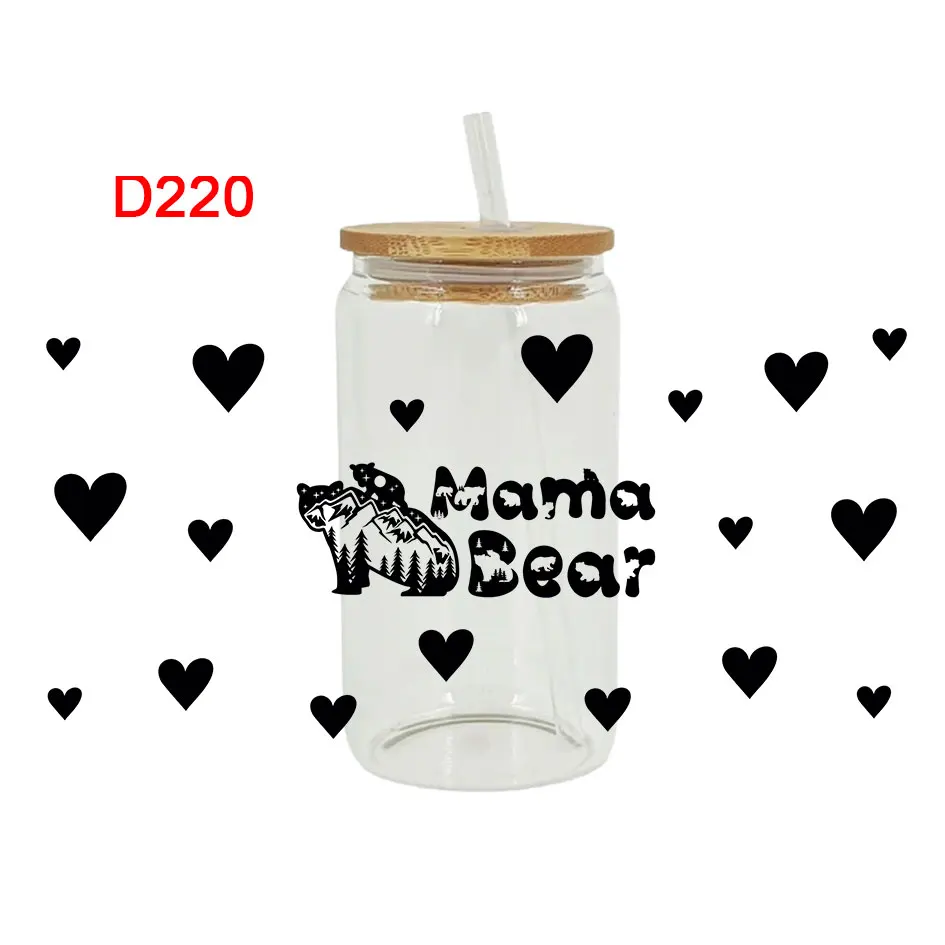 Наклейки для трансфера UV DTF обертки чашек День Святого Валентина печать стекла