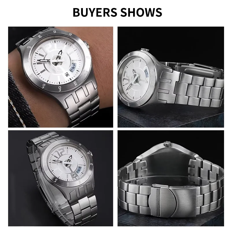 Фото Ремешок для часов из нержавеющей стали для Swatch YTS401 YTS402 YTS403G YTS409, ремешок для часов, высококачественный мужской сменный браслет, ремешок для часов 20 мм №3