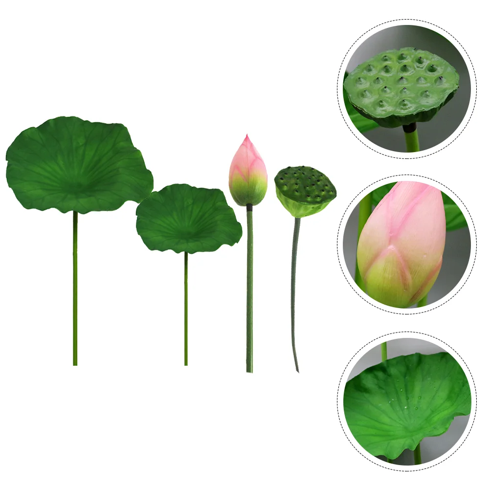 

Lotus Artificial Lily Flower Water Stem Leaves Flowers Floatingdecoration Decor Faux Ornament Pads Simulated Bud Pond Branch