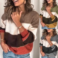 autumn winter loose striped sweater women pullover plus size woman sweaters high quality oversized block sweater jumper 6 colors