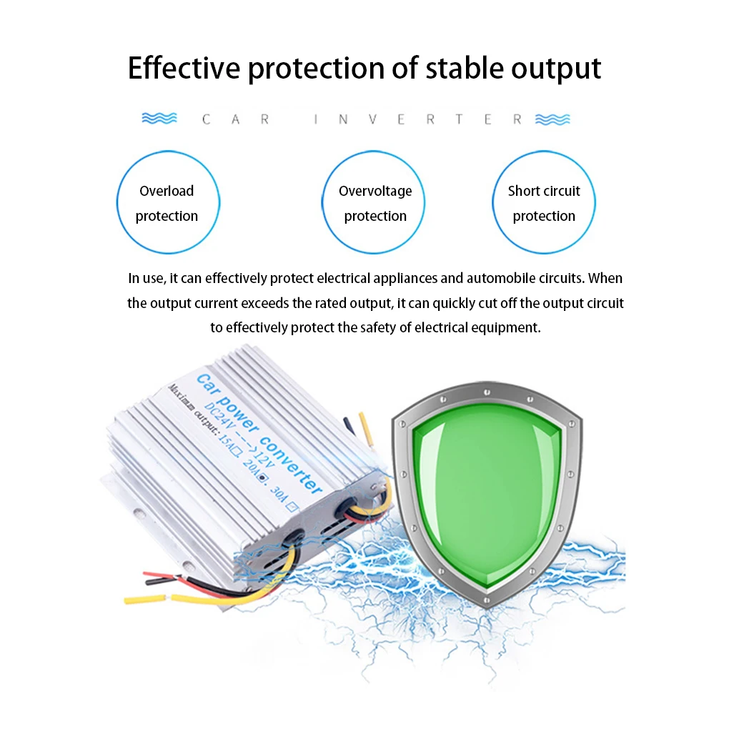 

24V to 12V Car Voltage Reducer Professional Quiet Running Converter Regulator Volt Stabilizer with Cooling Fan