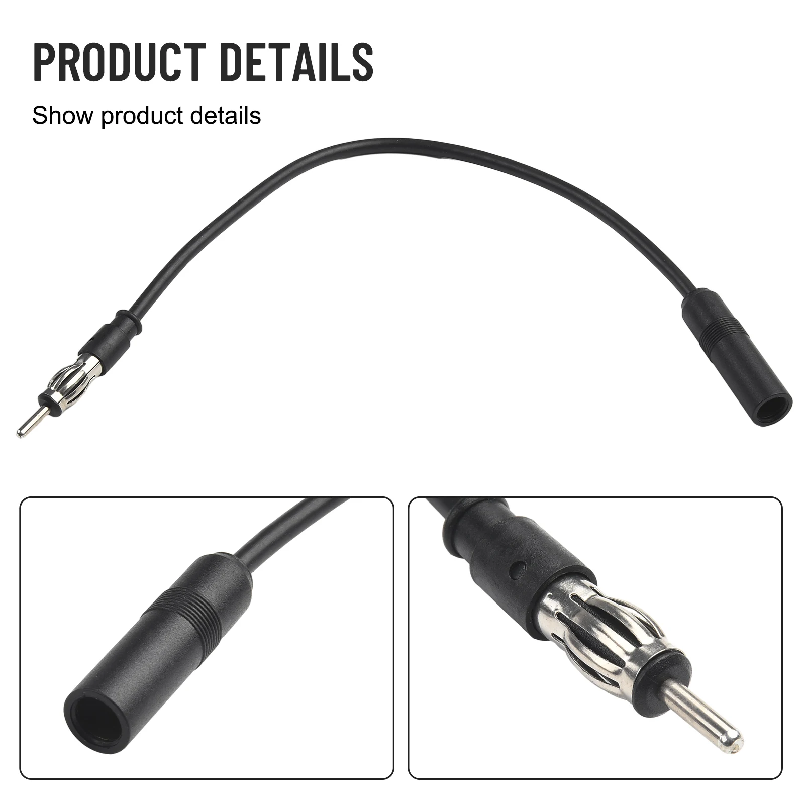 

Car Cable Portable Purpose Wide Application Black Extension Cable General Lightweight Brand New Car Spare Parts