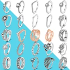 2022 модное кольцо на палец из настоящего серебра 925 пробы кольца с бесконечным цветком искрящий циркон принцесса Wishbone сердце кольцо популярные женские кольца