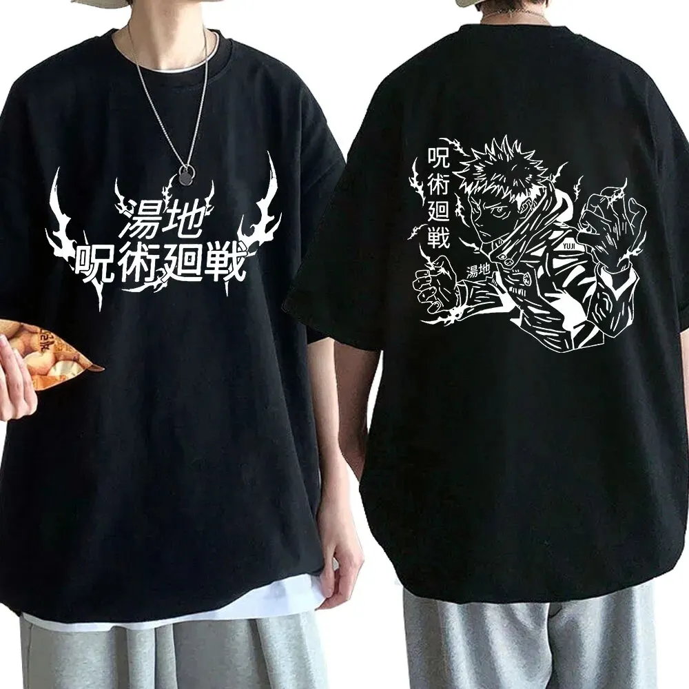 

Футболка Y2k из хлопка с аниме ююютсу кайсен, свободная версия, футболка высокого качества с коротким рукавом и забавным принтом, мужские и женские футболки