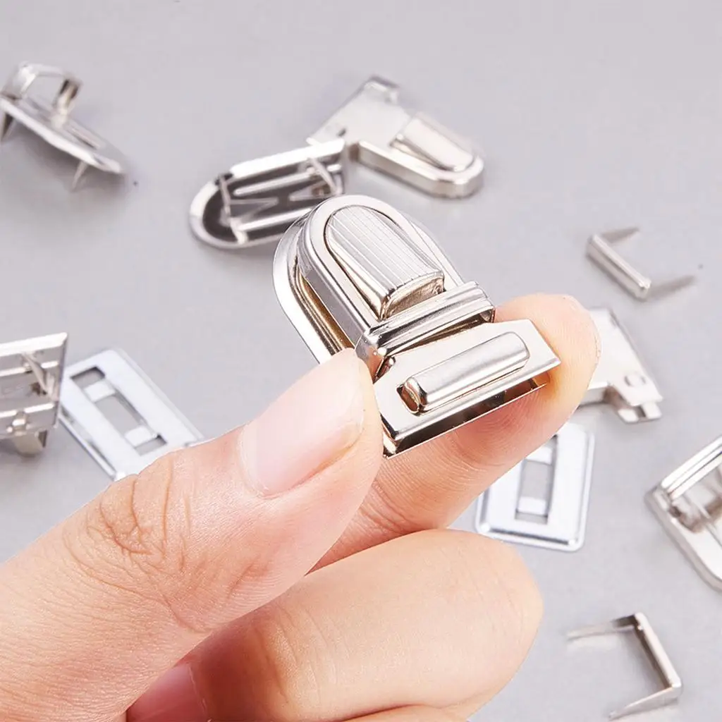 

10 Sets Iron Push Clasp Handbag Bag Replacement Buckle for Leather Bag