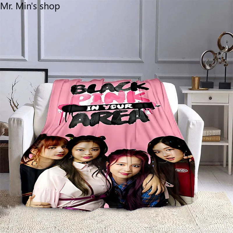 Korean beauty day group black pink printed blanket children's warm Microfiber Fluffy Blanket (for Chair/Bed/Sofa) |