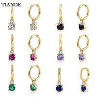 tiande silver color gold plated dangle earrings for women colourful zircon piercing hoop drop earrings 2022 jewelry wholesale