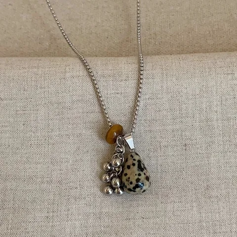 LATS модное пятнистое тигровый глаз камень неправильной формы кулон ожерелье для женщин длинная цепочка для девочек очаровательные эстетические ювелирные аксессуары