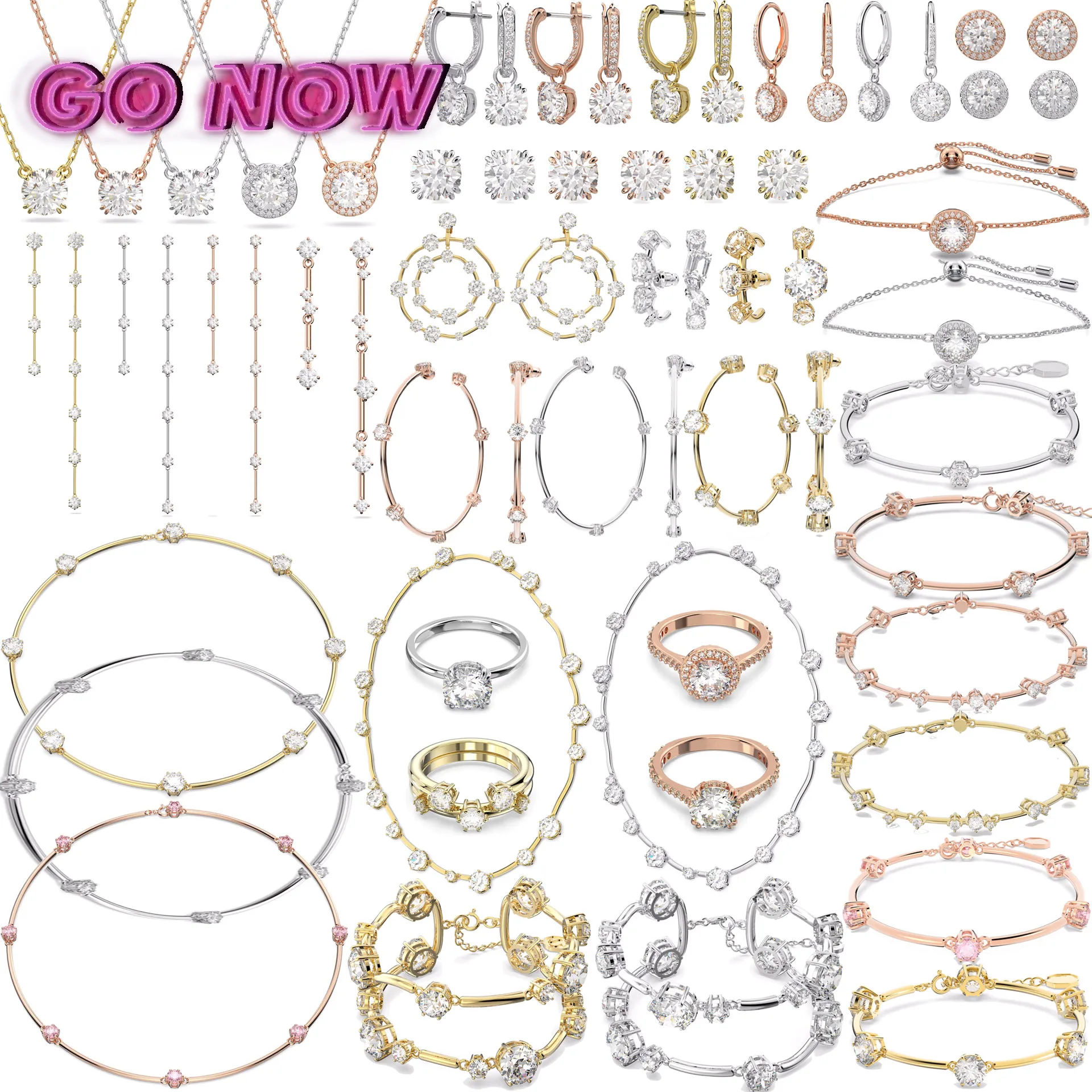 

2023 Original New Constella Collection Fashion Jewelry Boutique Smooth Electroplated Necklace Bracelet Earring Ring Set