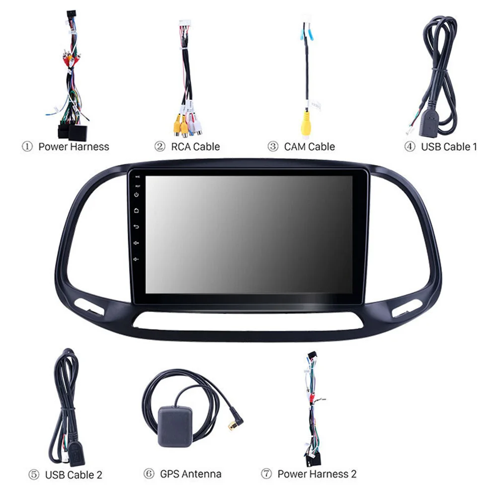 Фото 2.5D экран 9 дюймов Android 10.0 радио стерео GPS Navi Bluetooth с автомобильным плеером для Fiat Doblo 2015-2019 №2