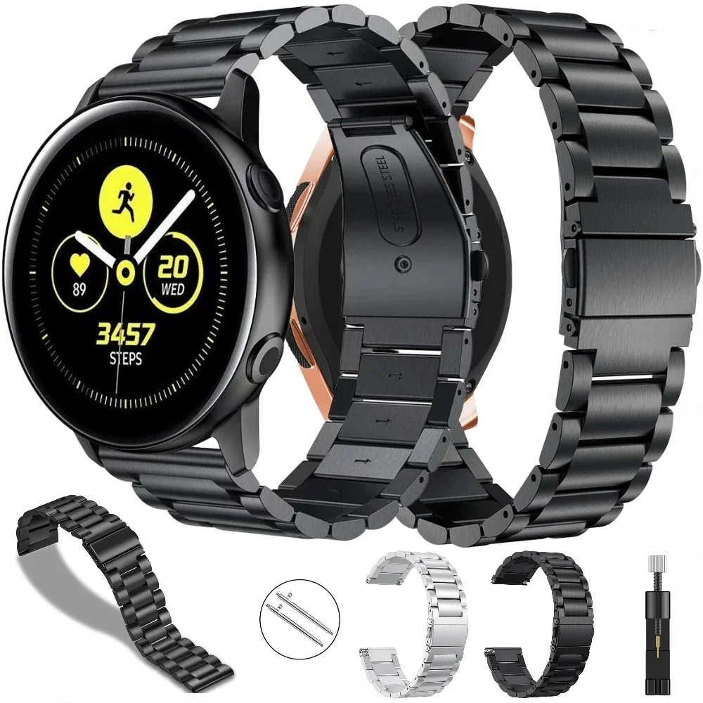 Фото Металлический ремешок 22 мм 20 мм для Samsung Watch 3/Gear S3 Classic/Frontier/Gear Sport/S2 Classic, браслет для Huawei Watch GT-2-3 Band №1