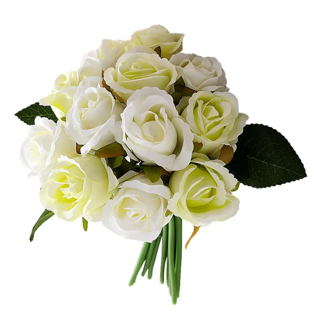 

12-Head Artificial Rose Bouquet Romantic Simulation Bouquet Home Wedding Flower Wall Bridal Bouquet Party Decoration Accessories