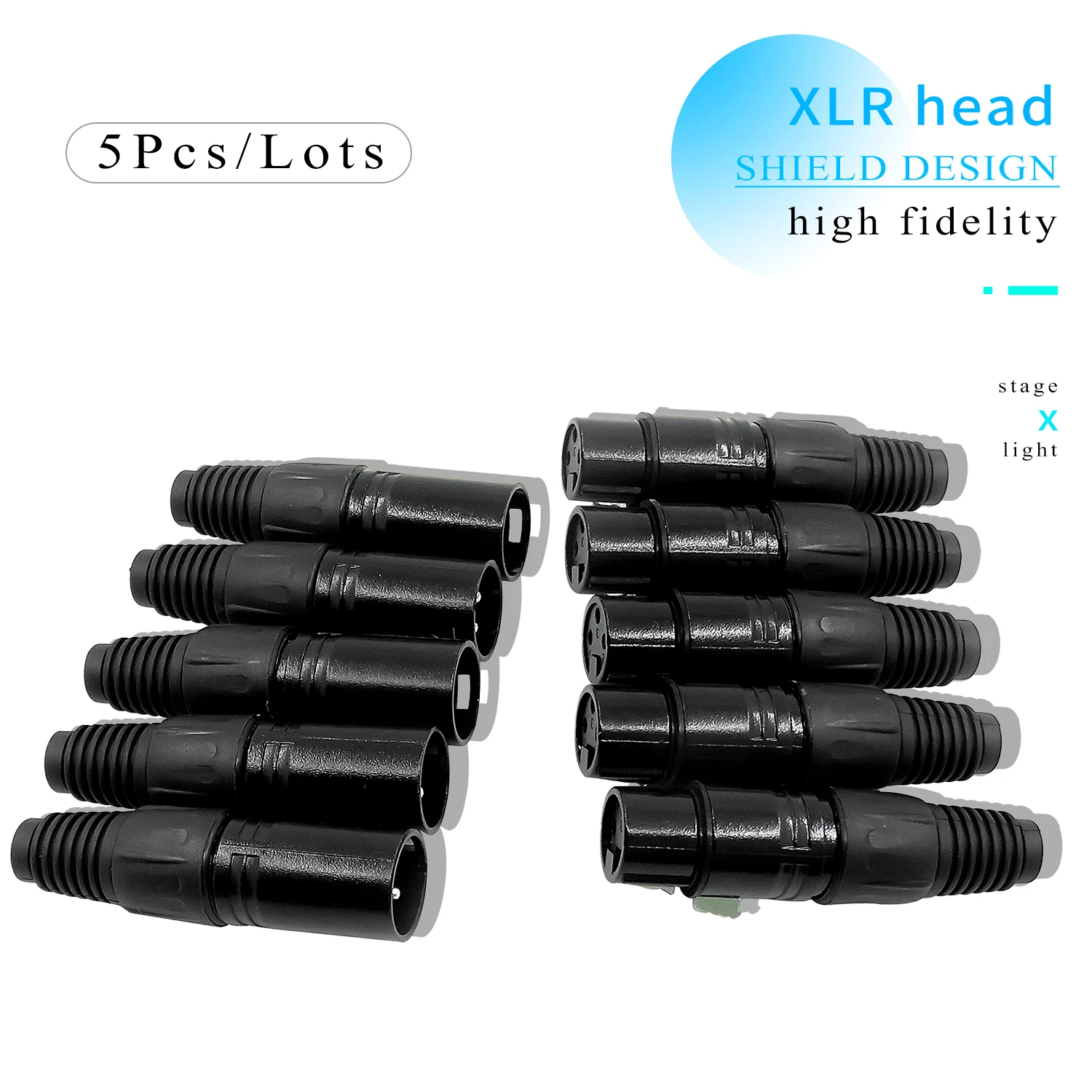 5 комплектов 3-контактный металлический разъем XLR для кабеля DMX светодиодный PAR