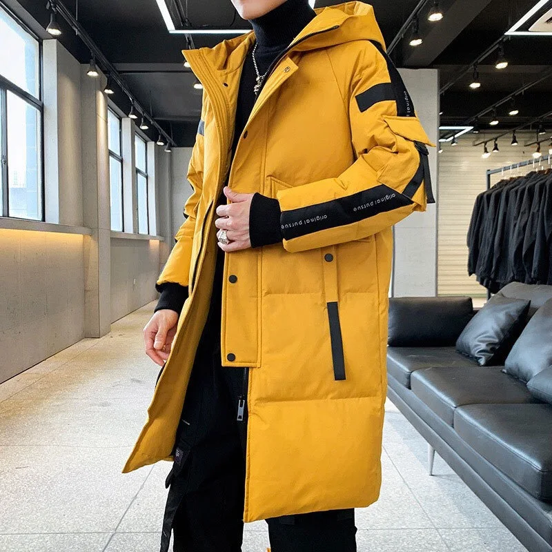 2022 Man Jacket Winter Plus Long Down Jackets Warm Thick Hood Coats Men Fashion Outwear Outfits Classic Windproof Pockets Parkas