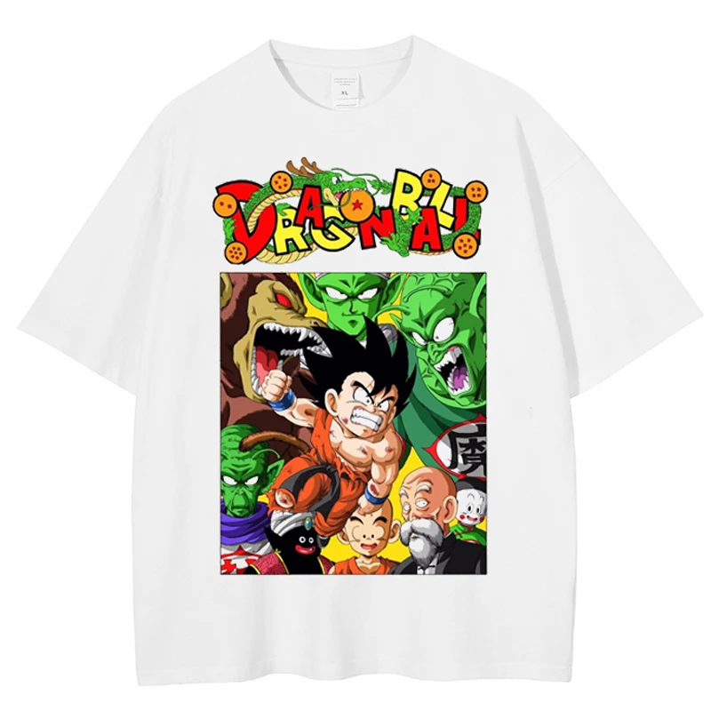 

Men White T-Shirt Japanese Anime Dragon Ball Print T Shirt Harajuku Cotton Tshirt Streetwear Summer Short Sleeve Tops