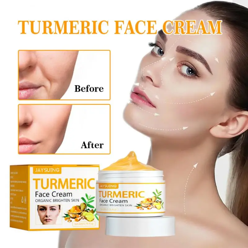 

Jaysuing Turmeric Face Cream Lighten Wrinkles Anti-aging Repairing Moisturizer Facial Brightening Whitening Cream Skincare 50g