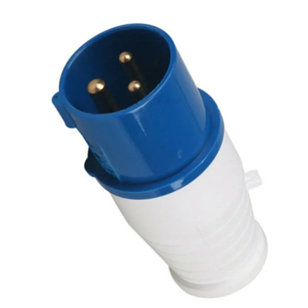 

240V 16A 3 PIN BLUE SITE INDUSTRIAL PLUGS & SOCKETS MALE/FEMALE IP44 2P + EARTH For Site Work,workshops And Wharehouse Units