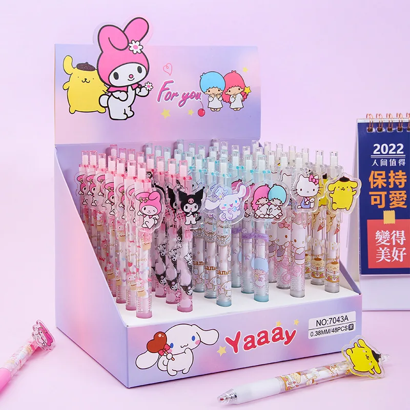 

48Pcs Sanrio Cute Signature Pen Press Stationery Store Boxed Kuromi My Melody Cartoon Student Study Gel Pen Nice Kawaii Sweet