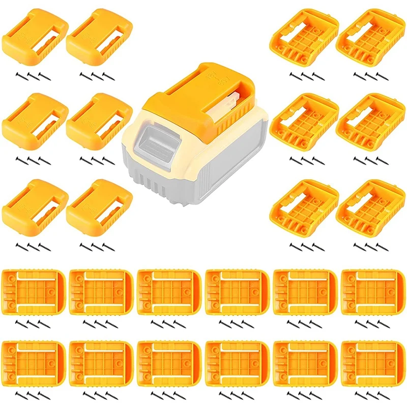 

24 Pieces Battery Ready Dock Holder Compatible With Dewalt 20V 60V Battery, Tool Mount Hangers, With 72 Screws Yellow