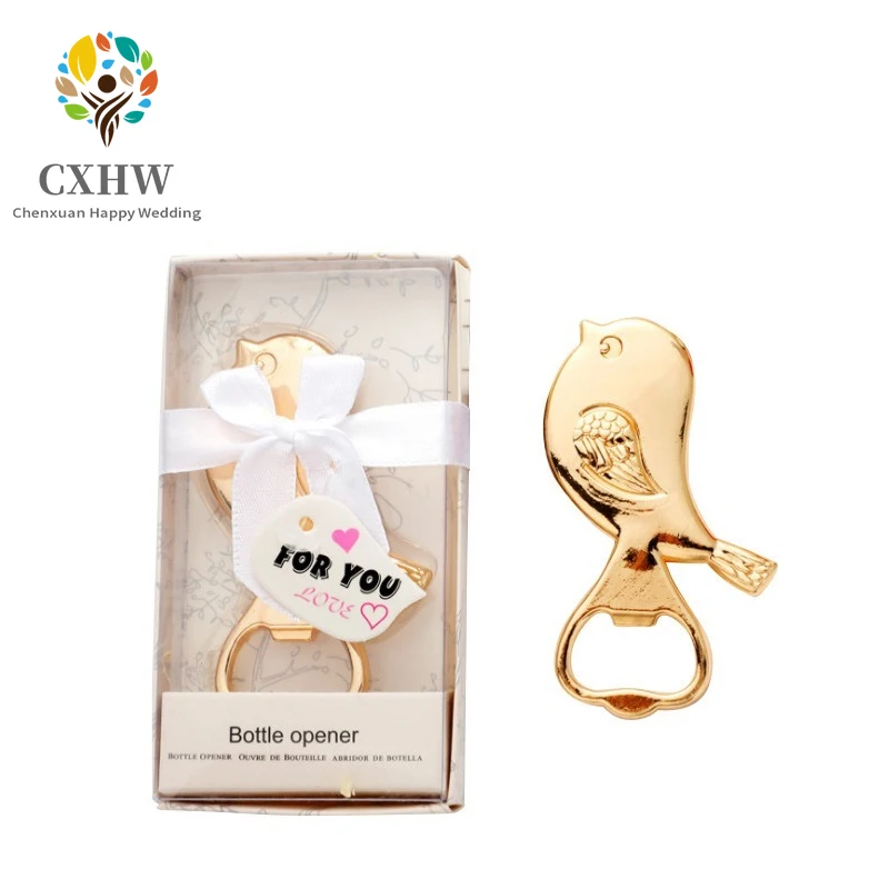

10 Units Love Bird Shape Beer Bottle Opener Gifts Alloy Wedding Favors for Guests Cuckoo with Exquisite Package Opener Souvenirs