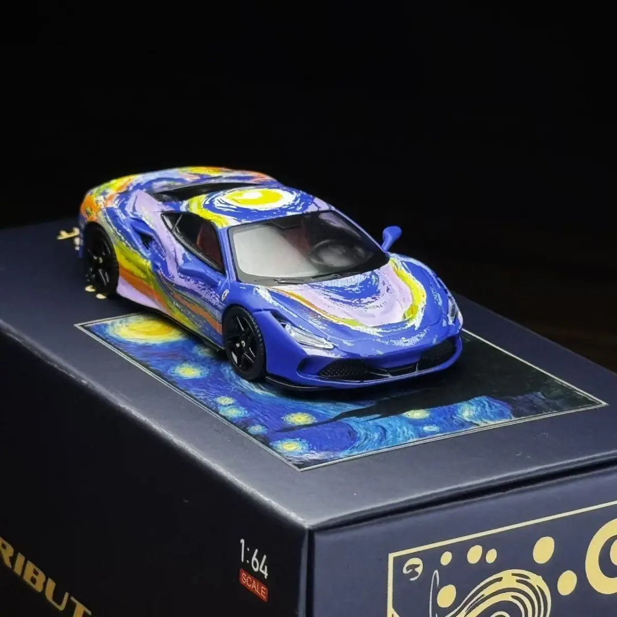Фото Коллекционная модель автомобиля Karium Diecast 1:64 Ferrari F8 Limited Edition из сплава, с покраской «Звездное небо», подарок для коллекционеров №3