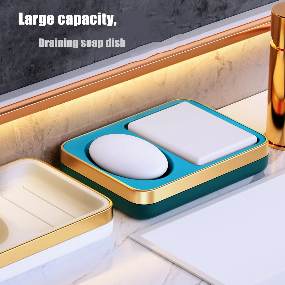Ванная мыльница коробка 2-секционная дренажная подставка душевой хранения стойка лоток контейнер креативный безводный.