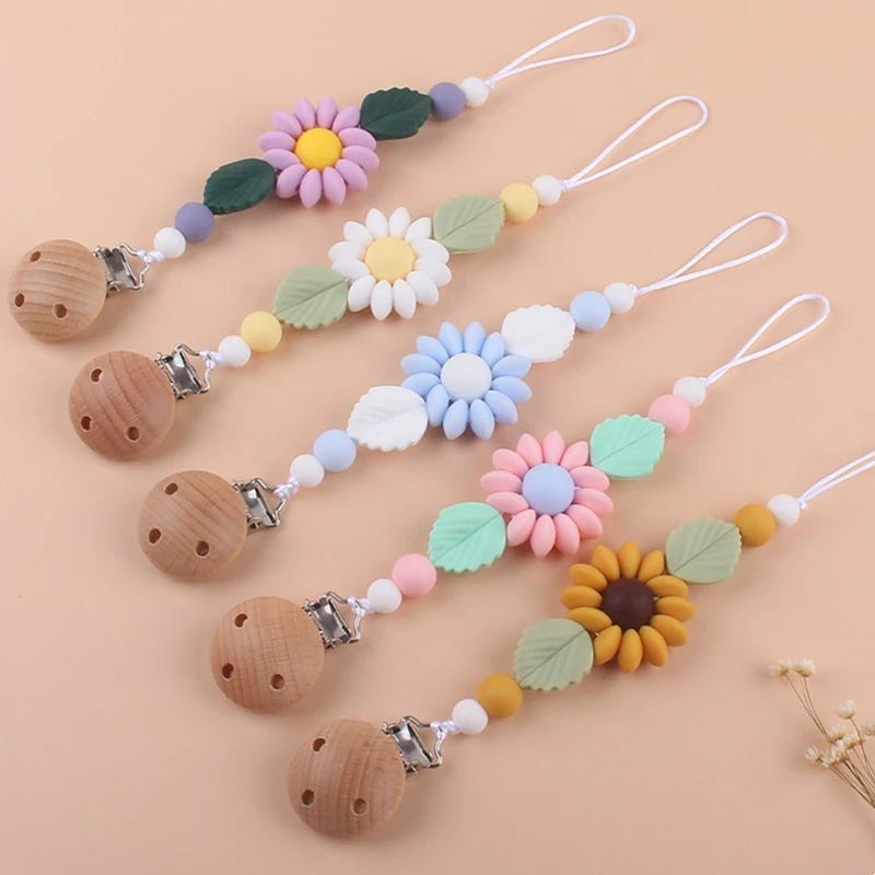 Baby Handmade Pacifier Chain Clip Dummy Nipples Holder Clips Babies Silicone Teething Chain Toy Gifts for Cute Baby Accessories
