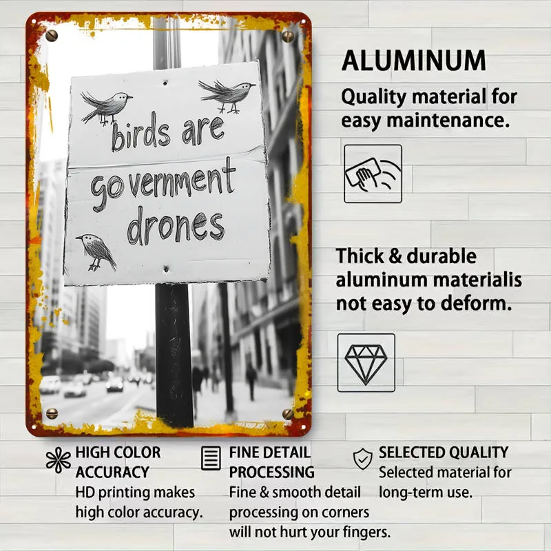 Птицы Правительные Дроны Знак Металлические Вывески Городские Пейзажи Плакат