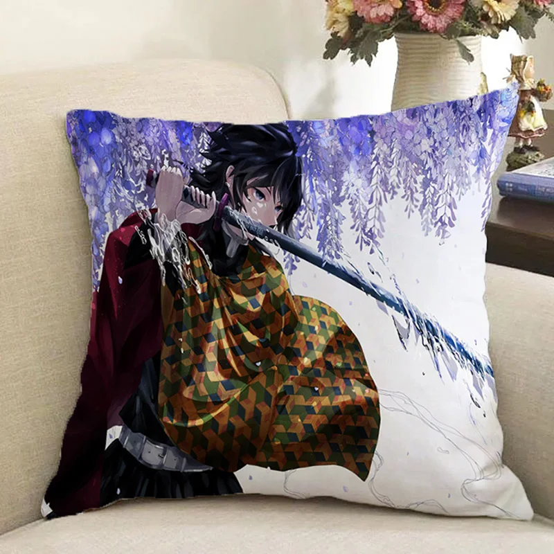 45x45 наволочки для кровати, подушки, рассекающие демонов, Kimetsu No Yaiba, короткая плюшевая наволочка для подушки, размеры 45*45