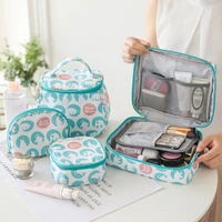 cartoon simple style womens makeup bag portable travel cosmetics storage bag canvas waterproof large capacity zipper wash bag