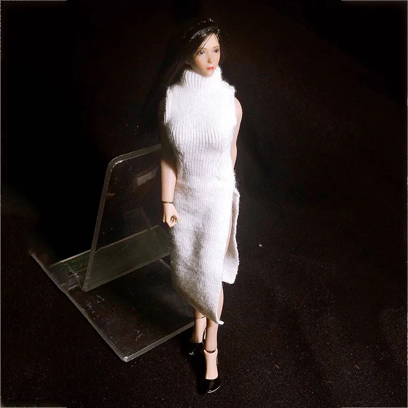 

Женский Длинный свитер-водолазка без рукавов, с высоким воротником и разрезом