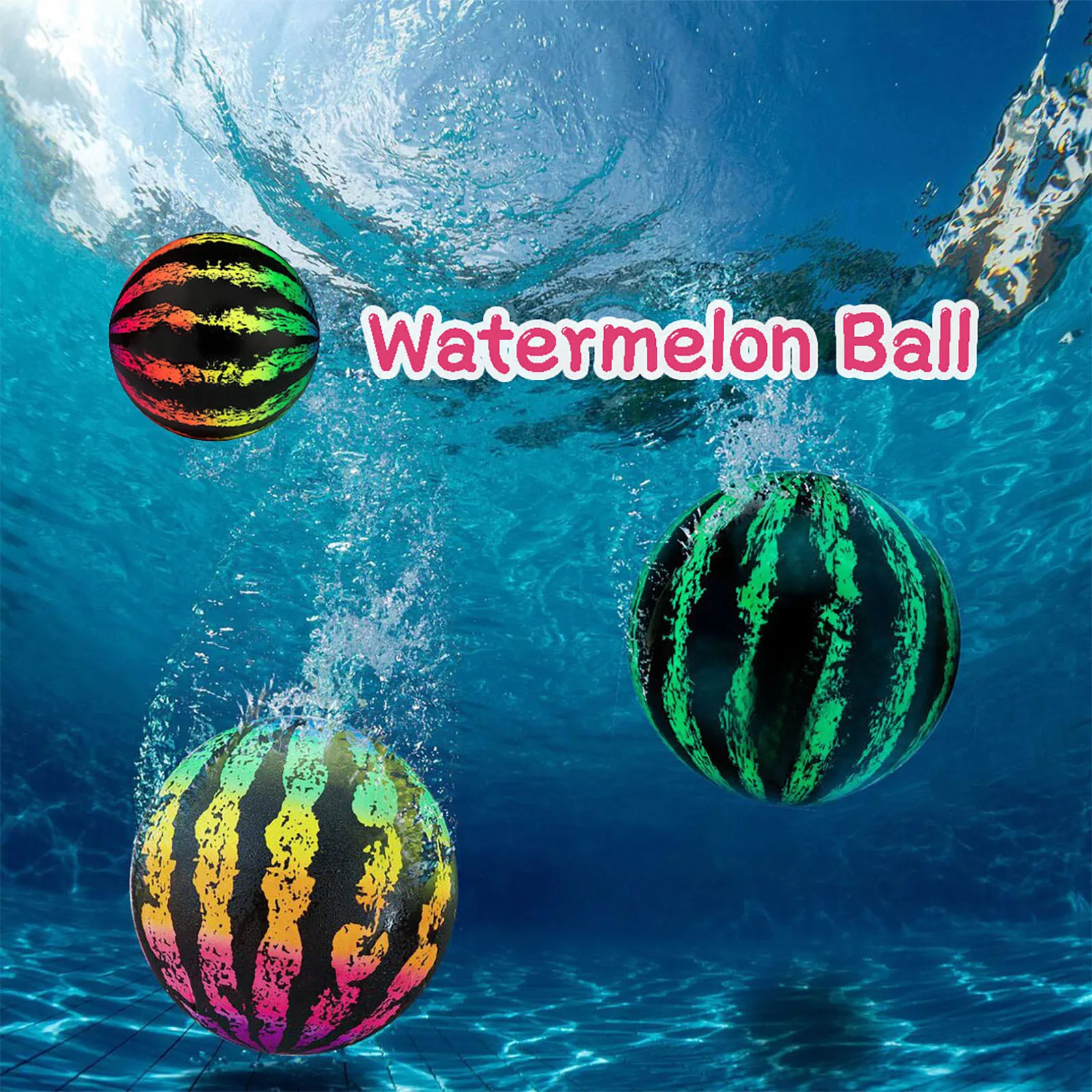 

Creative Elastic Ball Simulation Watermelon Rubber Water Balloon Beach Swimming Pool Under Water Game Props Early Education Gift