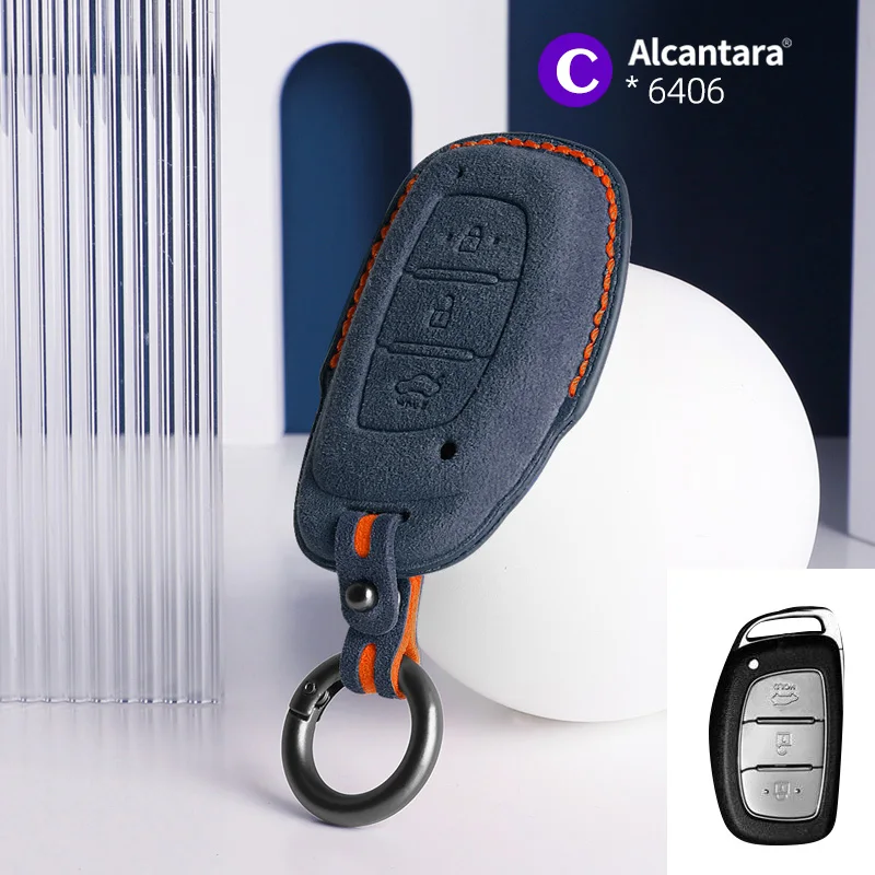 

Alcantara Car Key Case Cover Holder Key Shell Buckle For Beijing-Hyundai Sonata Ix25 Tucson Reina Ix35 Accessories
